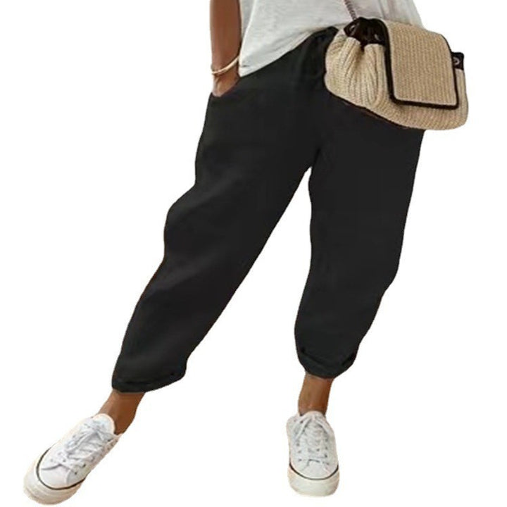 Women's Loose Printed Jogger with Drawstring and Cuffed Hem Mune Fashion