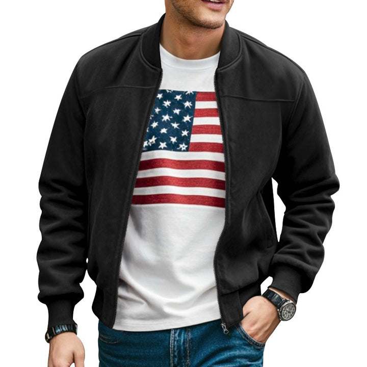 Men's lightweight bomber jacket made of microfiber with standing collar, elastic cuffs, and full-length zipper Mune Fashion