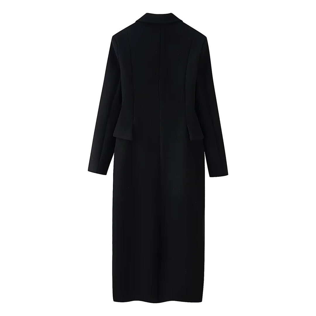 Women's fitted coat with shawl collar and peplum detail Mune Fashion