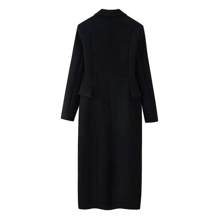 Women's fitted coat with shawl collar and peplum detail Mune Fashion
