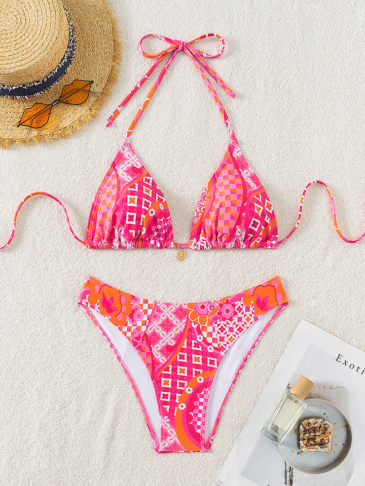 Women's triangle bikini with floral patterns and adjustable straps Mune Fashion