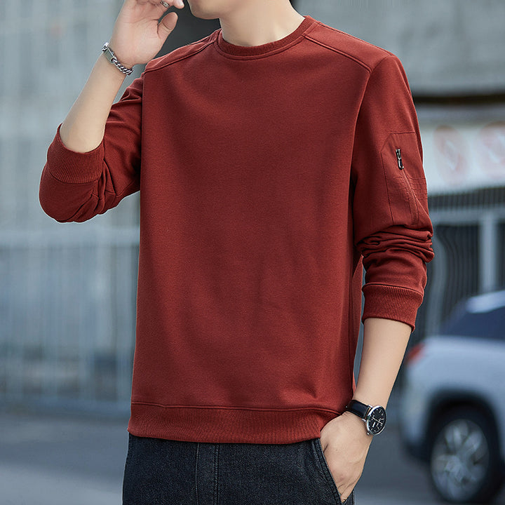 Men's Minimalist Sweatshirt with Raglan Sleeves and Zipper Arm Pocket Mune Fashion