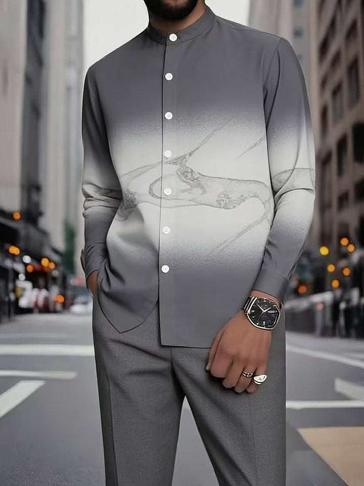 Men's Elegant Long Sleeve Shirt with Unique Texture Pattern Mune Fashion