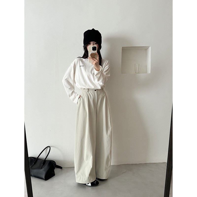 Women's Wide Palazzo Pants with Flowing Fall and High Waist Mune Fashion