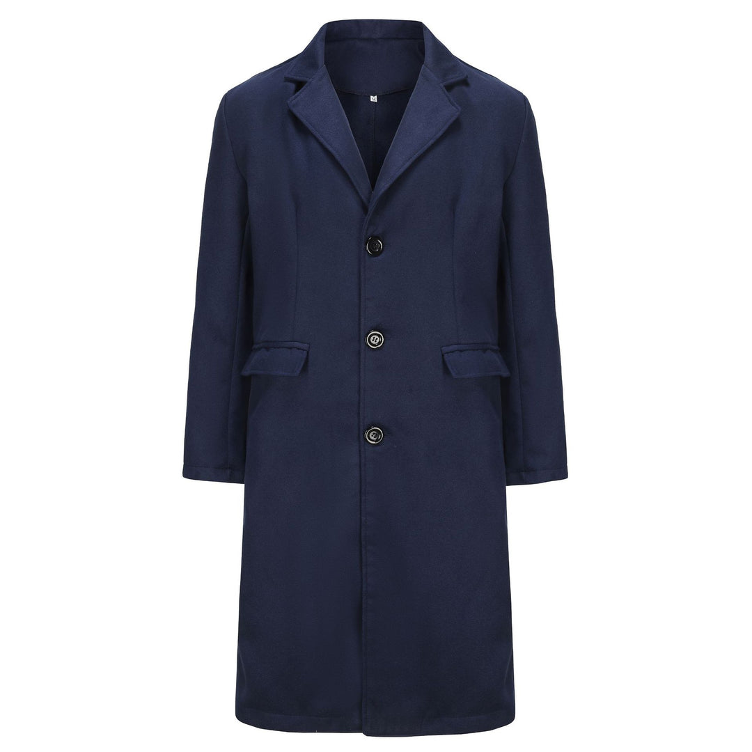 Men's Elegant Single-Breasted City Coat with Notched Collar and Flap Pockets Mune Fashion