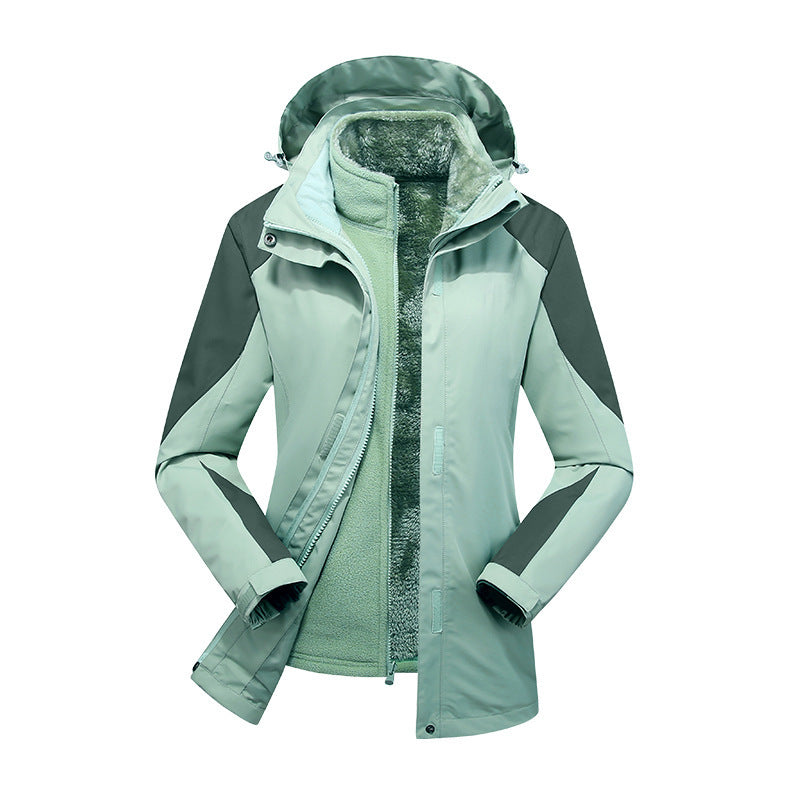 Ladies Modular Softshell Rain Jacket with Removable Fleece Inner Jacket and Adjustable Hood Mune Fashion