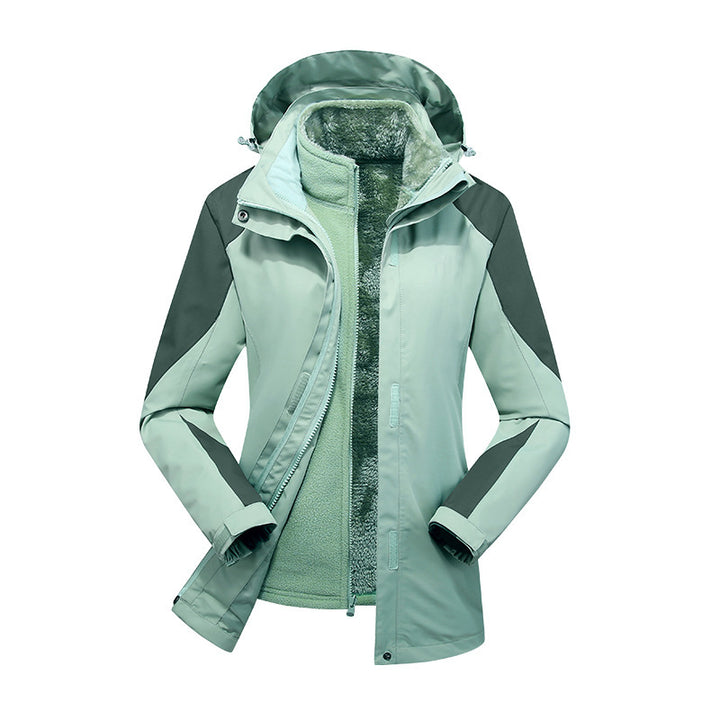 Ladies Modular Softshell Rain Jacket with Removable Fleece Inner Jacket and Adjustable Hood Mune Fashion