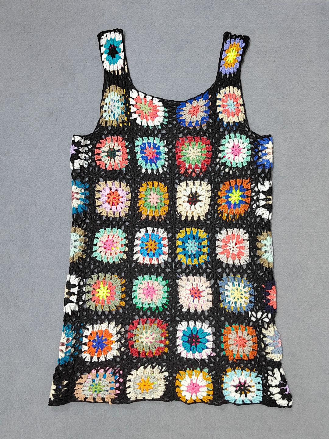 Women airy crochet dress with colorful granny square pattern Mune Fashion
