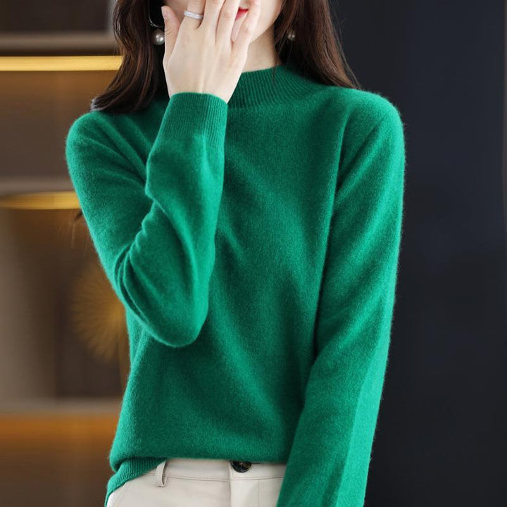 Women's Ultra-Light Mock Neck Fine Knit Sweater in Cashmere Look Mune Fashion