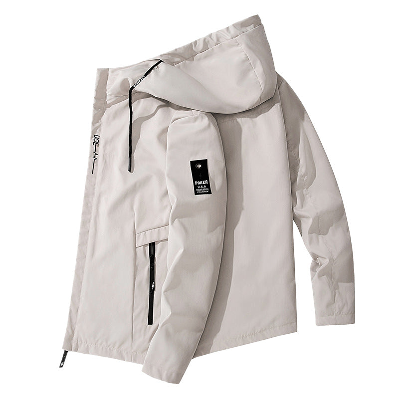 Men's Lightweight Water-Repellent Tech Hoodie Jacket with Hood, Zipper Pockets and Adjustable Hem Mune Fashion