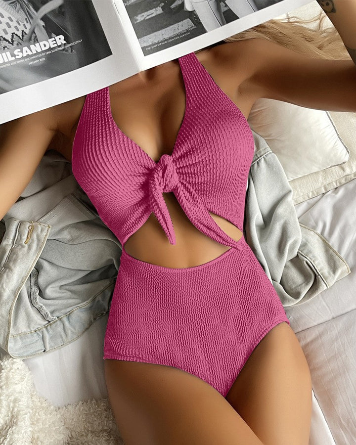 Ladies Cut-Out One-Piece Swimsuit with Knot Detail Mune Fashion