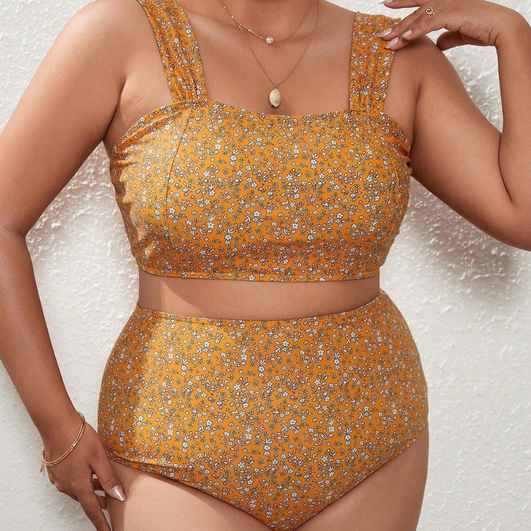 Women's High-Waisted Bikini Set with Floral Design and Wide Straps Mune Fashion