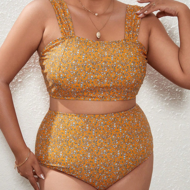 Women's High-Waisted Bikini Set with Floral Design and Wide Straps Mune Fashion