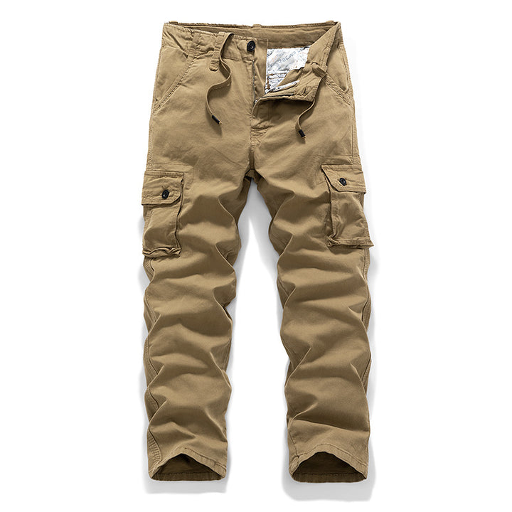 Men's Robust Canvas Cargo Pants with Drawstring Waistband, Knee Inserts, and Multiple Flap Pockets Mune Fashion