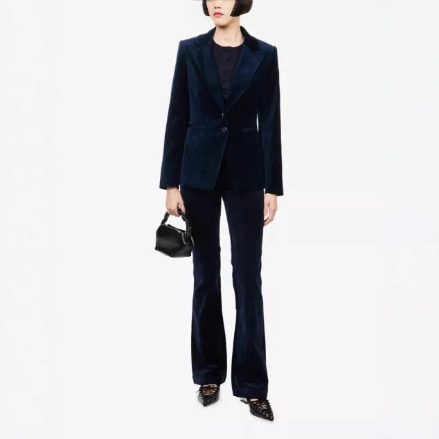 Women velvet blazer with tailored silhouette and lapel collar Drune