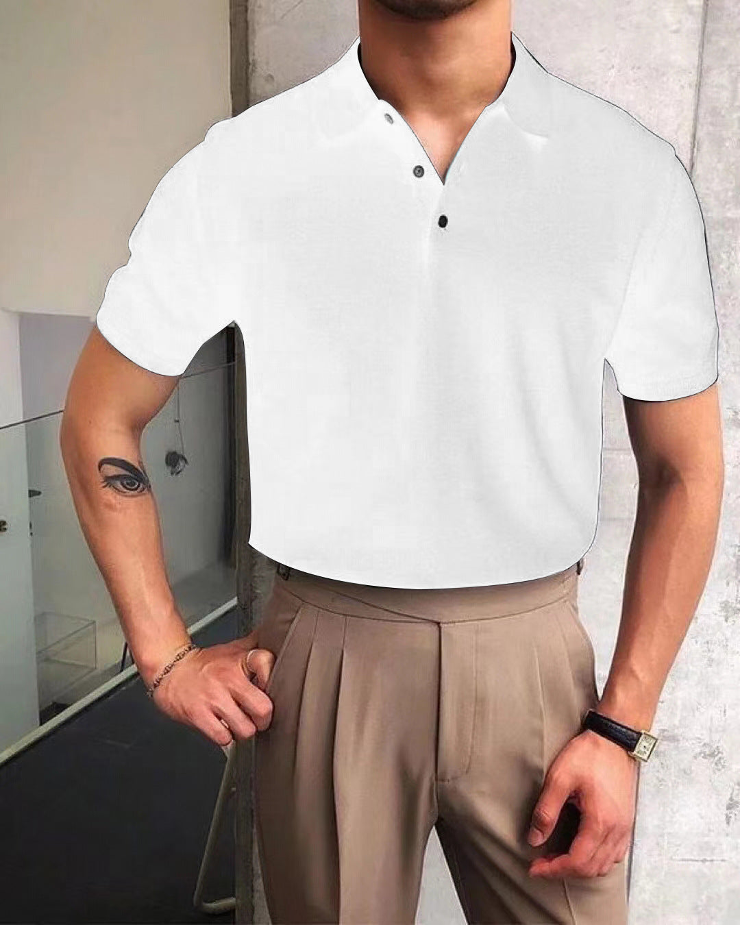 Men's nano Premium fine knit polo shirt with open shirt collar and subtle button placket Mune Fashion