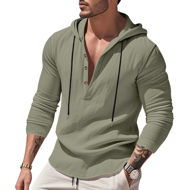 Men's casual hoodie with button placket and slim fit Mune Fashion