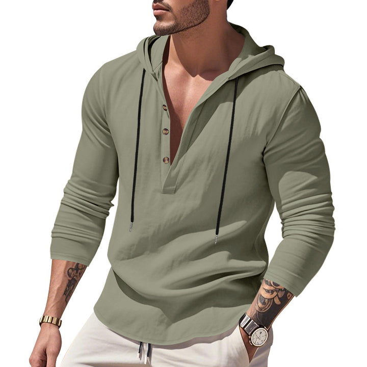 Men's casual hoodie with button placket and slim fit Mune Fashion
