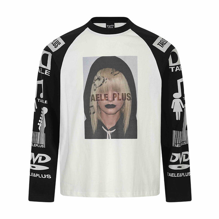 Unisex Long Sleeve Raglan Shirt with Large Graphic Print and Logo Sleeves Mune Fashion