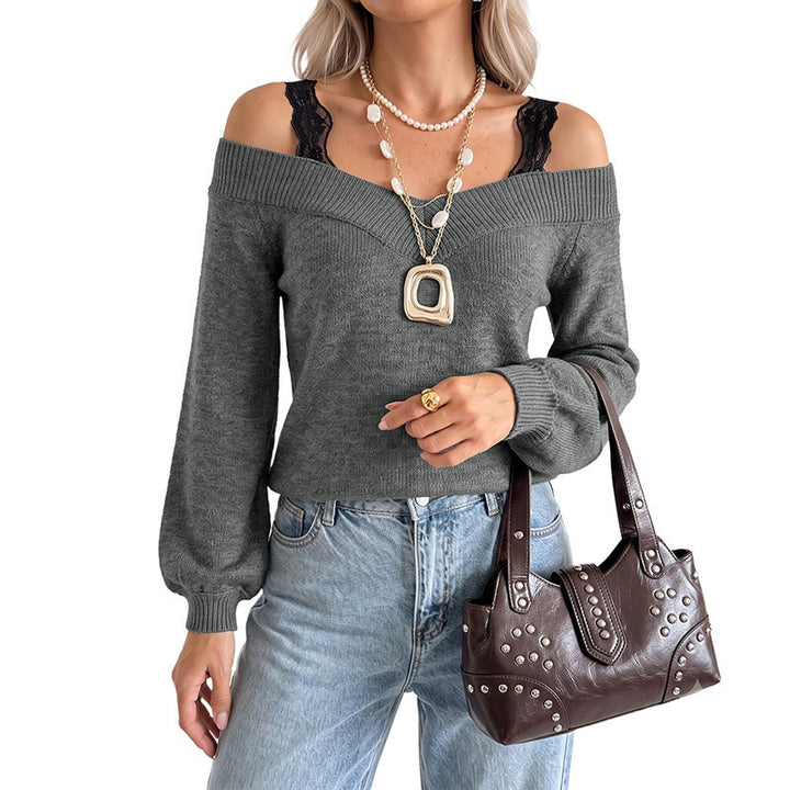 Women Elegant Off-Shoulder Sweater Mune Fashion