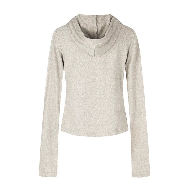 Women's Lightweight Hoodie Long Sleeve Shirt with Henley Button Placket and Patch Chest Pockets Mune Fashion