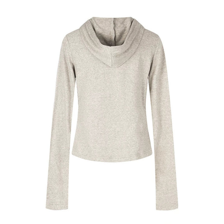 Women's Lightweight Hoodie Long Sleeve Shirt with Henley Button Placket and Patch Chest Pockets Mune Fashion