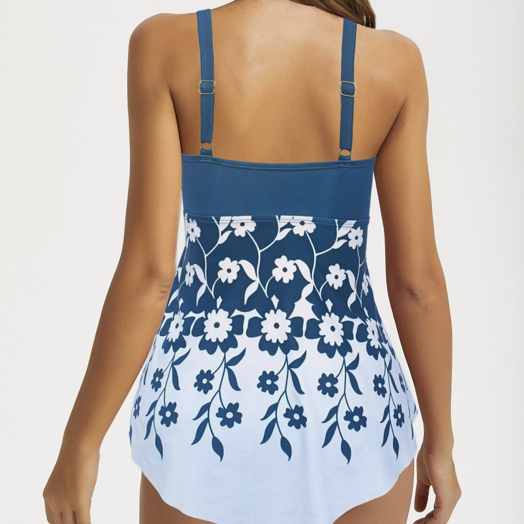 Ladies tankini with high-neck top and floral pattern Mune Fashion