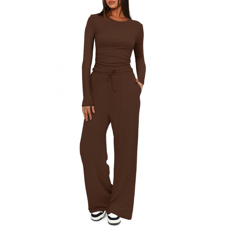 Women's Relaxed Leisure Pants with Extra Wide Leg, Elastic Waistband and Drawstring Mune Fashion