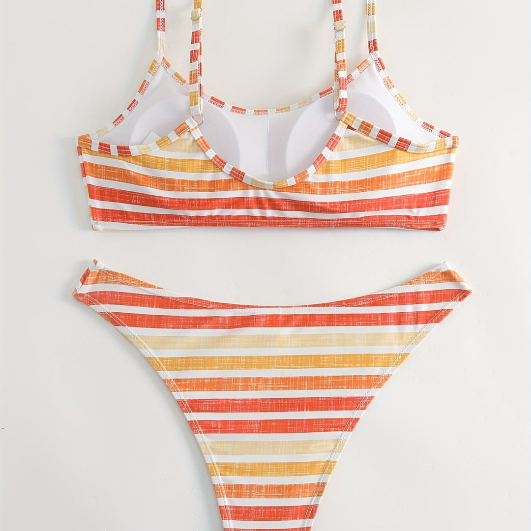 Women Sporty Striped Bikini Mune Fashion