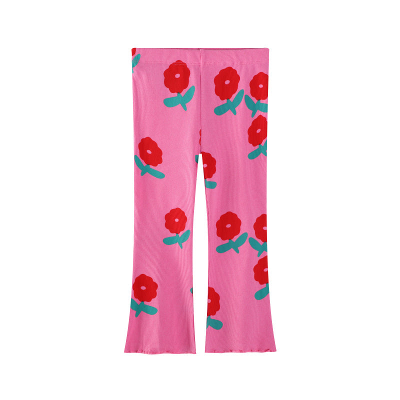 Girls flare leggings with cheerful floral pattern Mune Fashion
