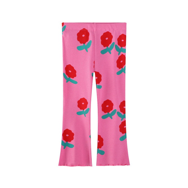 Girls flare leggings with cheerful floral pattern Mune Fashion