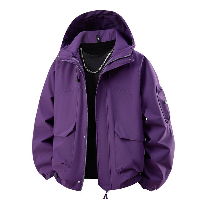 Men's waterproof hooded outdoor jacket with windproof membrane, adjustable hem, and multifunctional pockets Mune Fashion