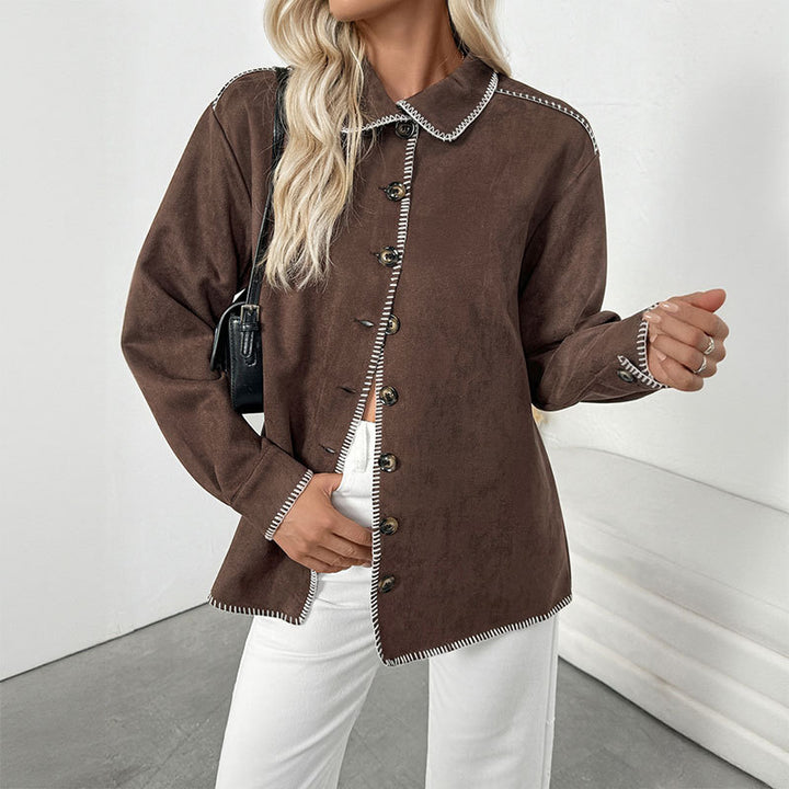 Ladies Elegant Overshirt made of Suede Leather Imitation Mune Fashion