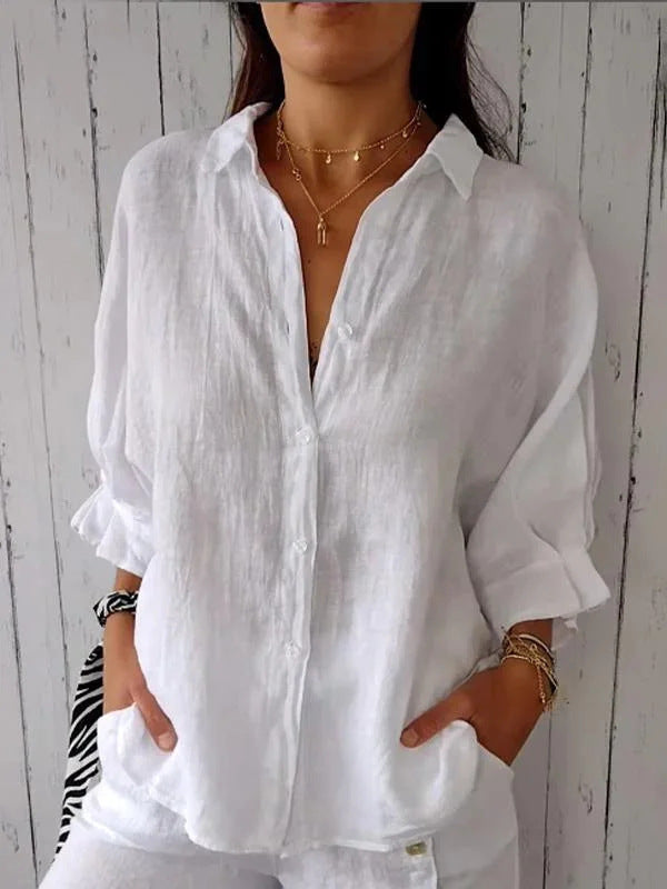 Women's Light Linen Blouse with Loose Fit Mune Fashion
