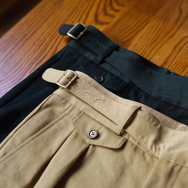 Men's pleated trousers with adjustable side buckles and cuffs Mune Fashion