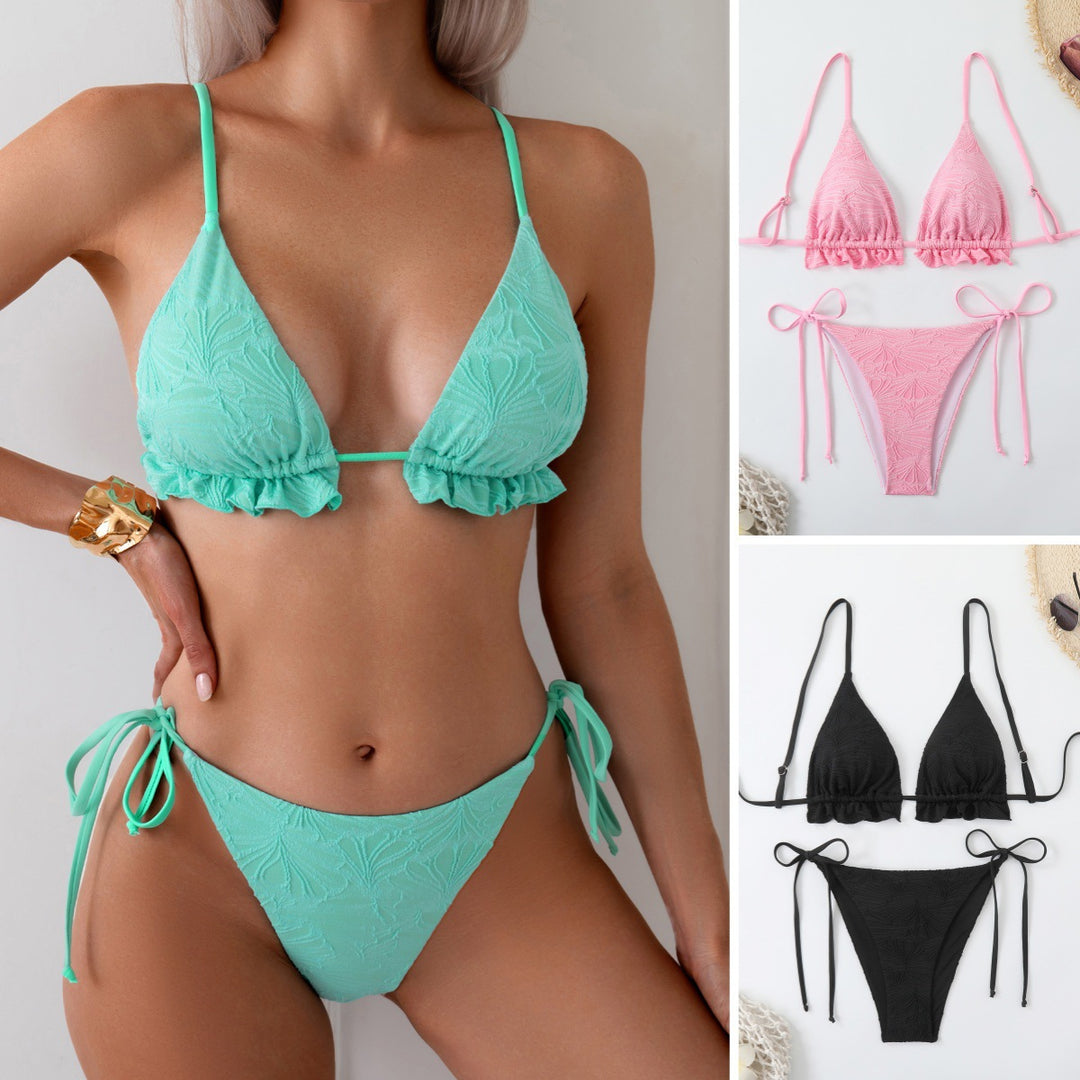 Women's Triangle Bikini with Ruffle Details Mune Fashion