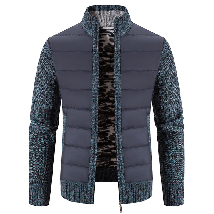 Men's nan Hybrid Knit Padded Jacket with Padded Front, Ergonomic Knit Sleeves and High Stand-Up Collar Mune Fashion