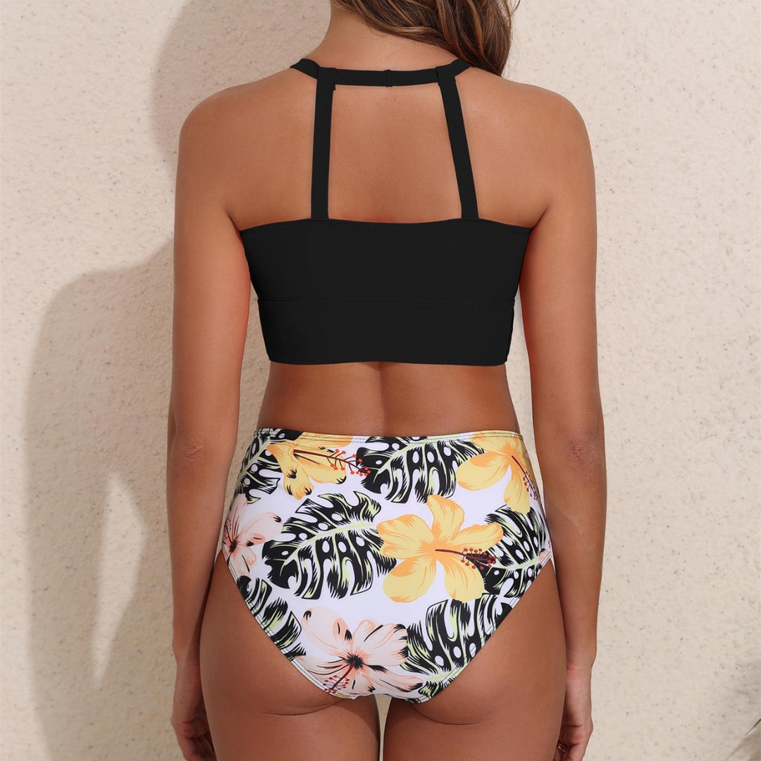 Women's Sporty Bikini Set with High-Cut Bottom and Modern Back Mune Fashion