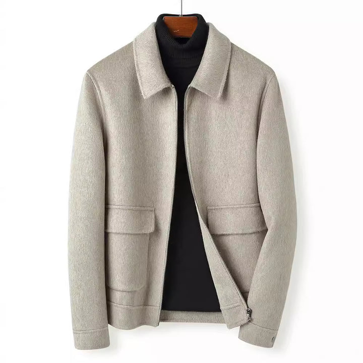 Men's wool blend transitional jacket with stand collar, zipper and flap pockets Mune Fashion
