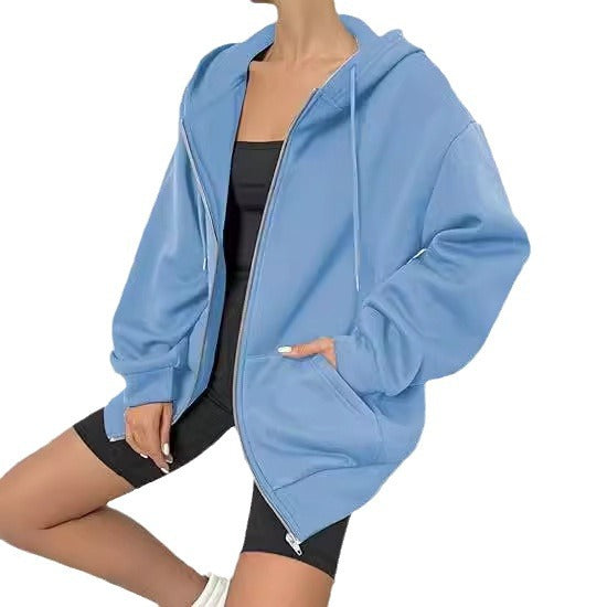 Women's oversized zip hoodie with contrasting zipper, double-layered hood and kangaroo pocket Mune Fashion