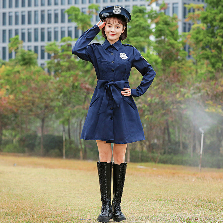 Girl Police Costume with Skirt and Shirt Mune Fashion