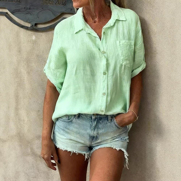 Ladies Summer Short Sleeve Blouse Mune Fashion