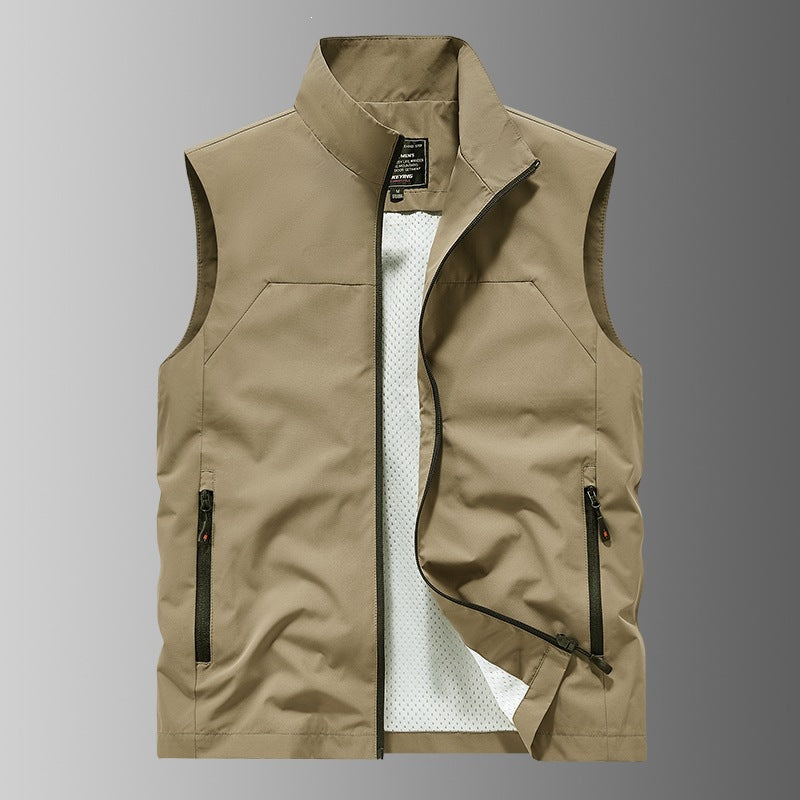 Men's Breathable Utility Vest with Mesh Lining, wind & water repellent exterior & zippered pockets Mune Fashion