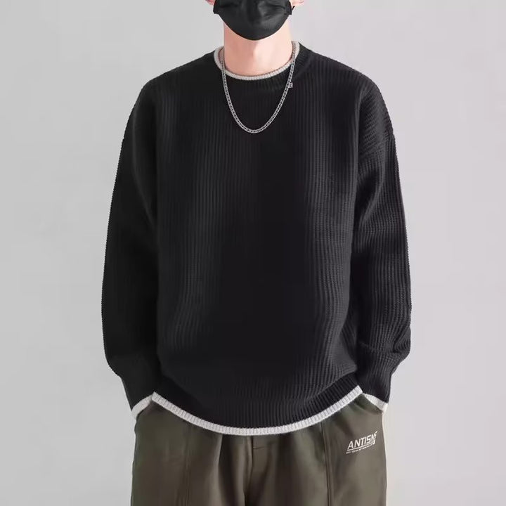 Men's Stylish Rib Knit Sweater with Crew Neck Mune Fashion