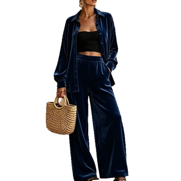 Women Glamorous Velvet Two-Piece Mune Fashion
