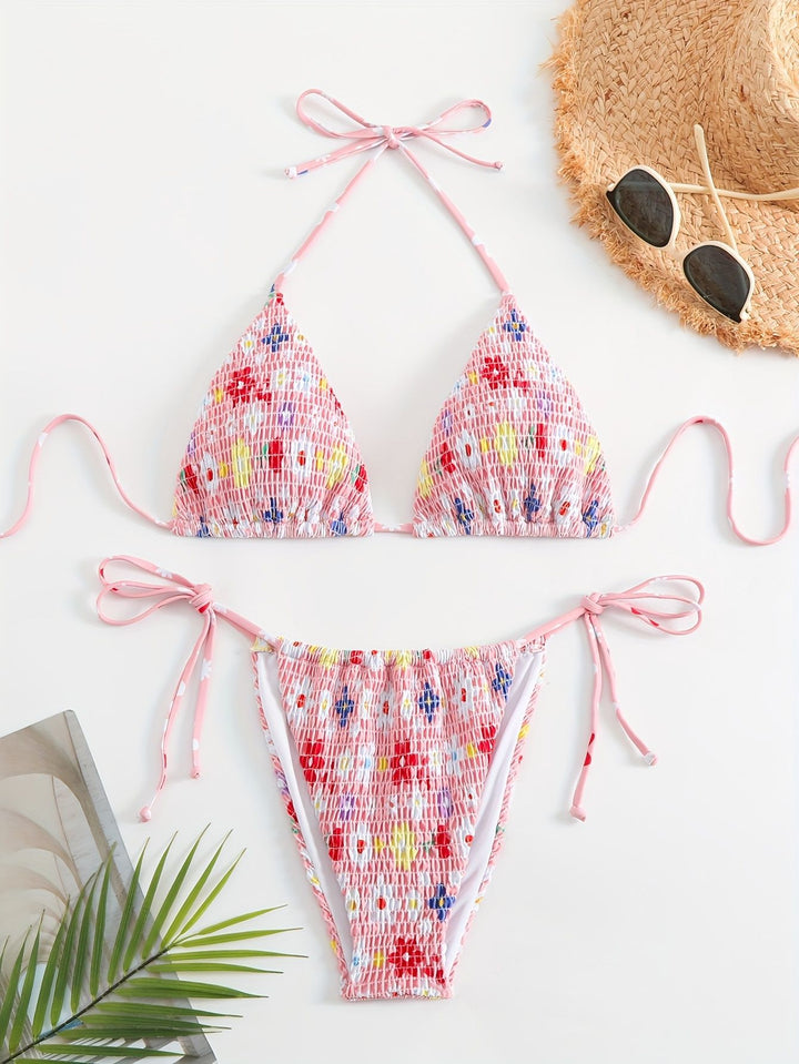 Women's Triangle Bikini Set with Floral Design Mune Fashion