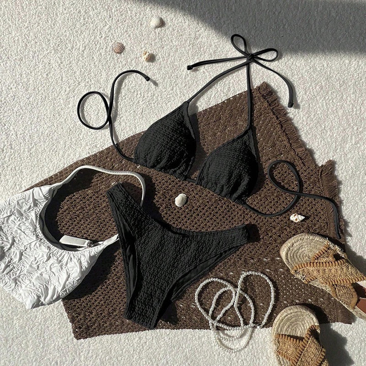 Women's triangle bikini with textured top and adjustable straps Mune Fashion