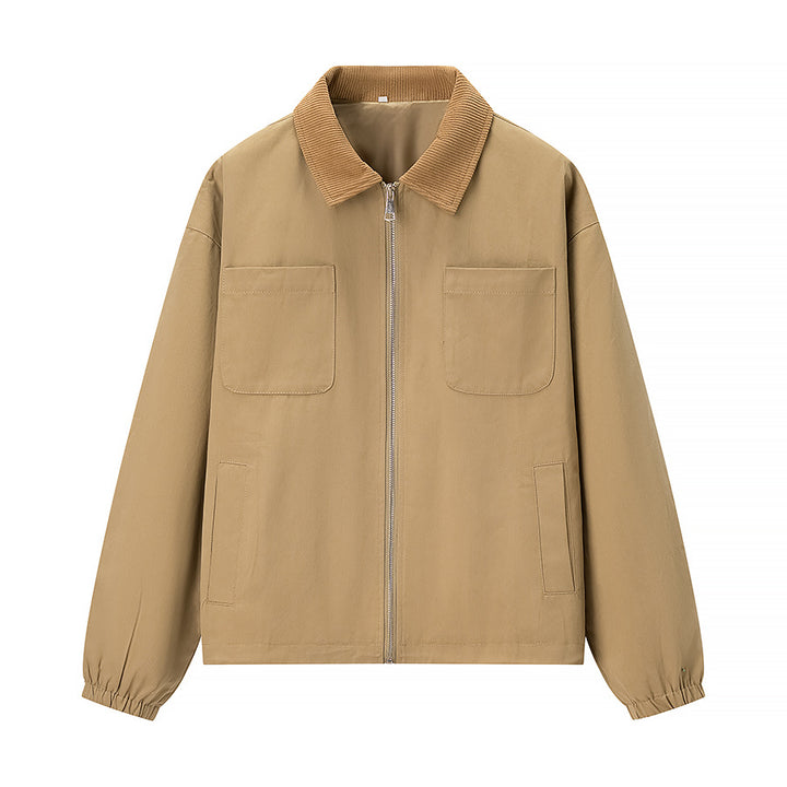 Women’s short jacket in workwear style with cord collar, zipper and patch chest pockets Mune Fashion