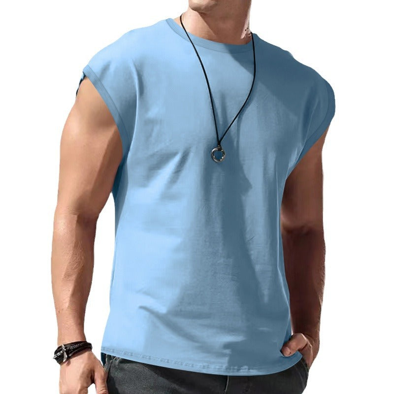 Men's fitted sleeveless muscle shirt made of cotton blend with wide shoulder sections Mune Fashion