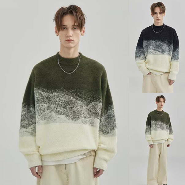 Men's Stylish Chunky Knit Sweater with Gradient Mune Fashion